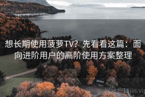 想长期使用菠萝TV？先看看这篇：面向进阶用户的高阶使用方案整理