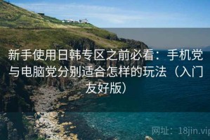 新手使用日韩专区之前必看：手机党与电脑党分别适合怎样的玩法（入门友好版）