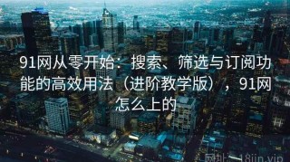 91网从零开始：搜索、筛选与订阅功能的高效用法（进阶教学版），91网怎么上的