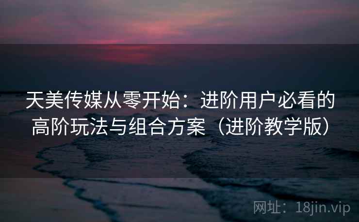 天美传媒从零开始：进阶用户必看的高阶玩法与组合方案（进阶教学版）